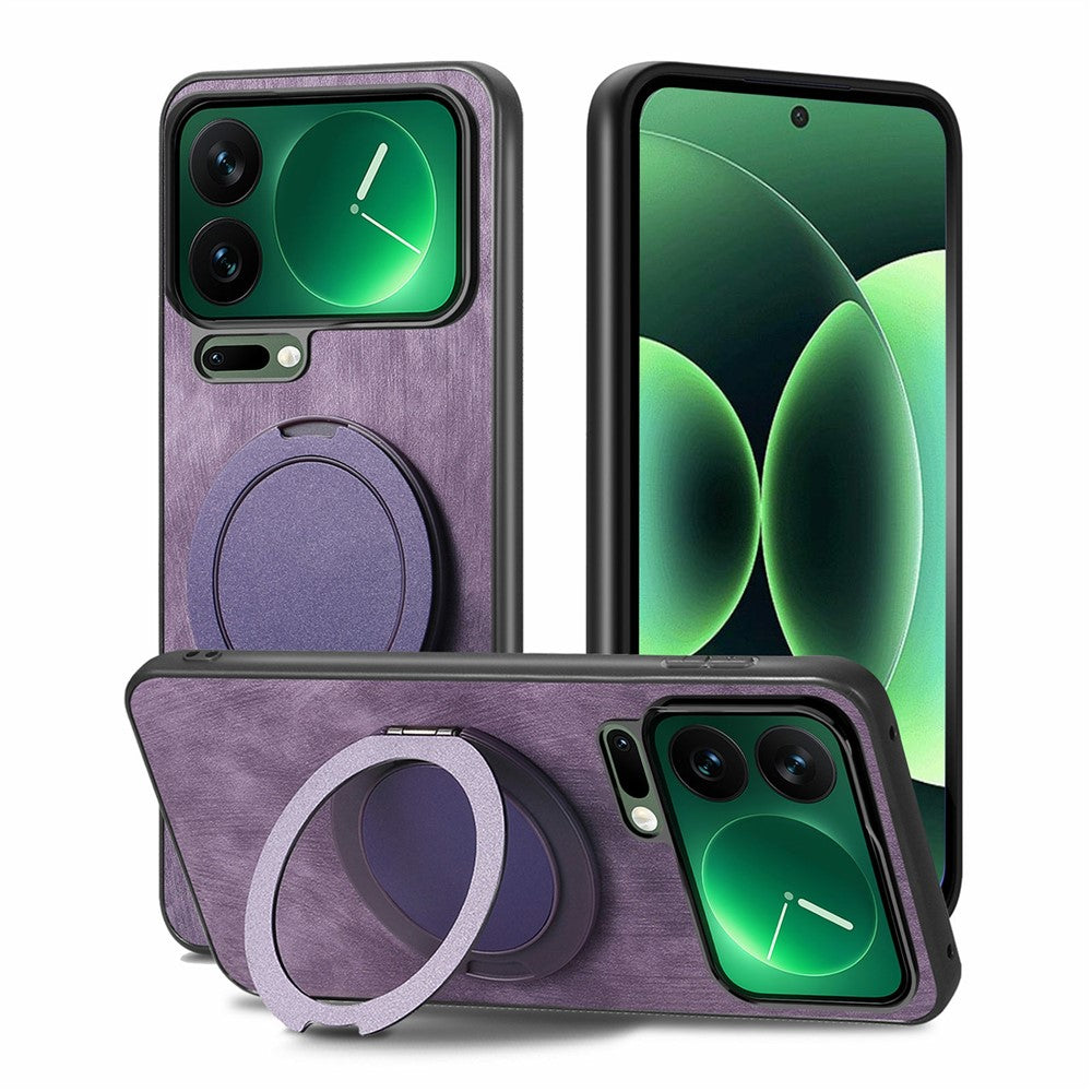 Xiaomi 17 Pro mobilskal med roterande stativ stressavlastande retro läderbaksida