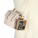 For Oppo Find N3 Flip 5G Case Electroplating Leather Coated PC Phone Cover with Spring Ring Buckle Kickstand