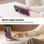 For Huawei nova Flip 5G Case Electroplating Leather Coated PC Phone Cover with Spring Ring Buckle Kickstand