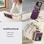 For Huawei nova Flip 5G Case Electroplating Leather Coated PC Phone Cover with Spring Ring Buckle Kickstand