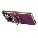 For Huawei nova Flip 5G Case Electroplating Leather Coated PC Phone Cover with Spring Ring Buckle Kickstand