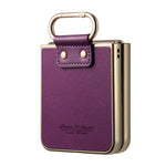 For Huawei nova Flip 5G Case Electroplating Leather Coated PC Phone Cover with Spring Ring Buckle Kickstand