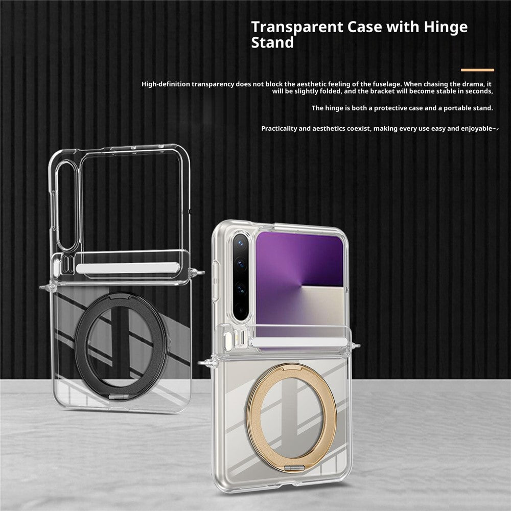 For Huawei Pura X Kickstand Crystal Magnetic Case TPU PC Phone Cover Magnetic Hinge Protection