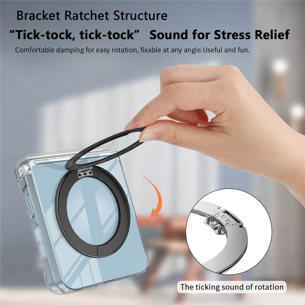 For Samsung Galaxy Z Flip6 5G Kickstand Crystal Magnetic Case TPU PC Phone Cover Magnetic Hinge Protection