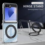 For Samsung Galaxy Z Flip6 5G Kickstand Crystal Magnetic Case TPU PC Phone Cover Magnetic Hinge Protection