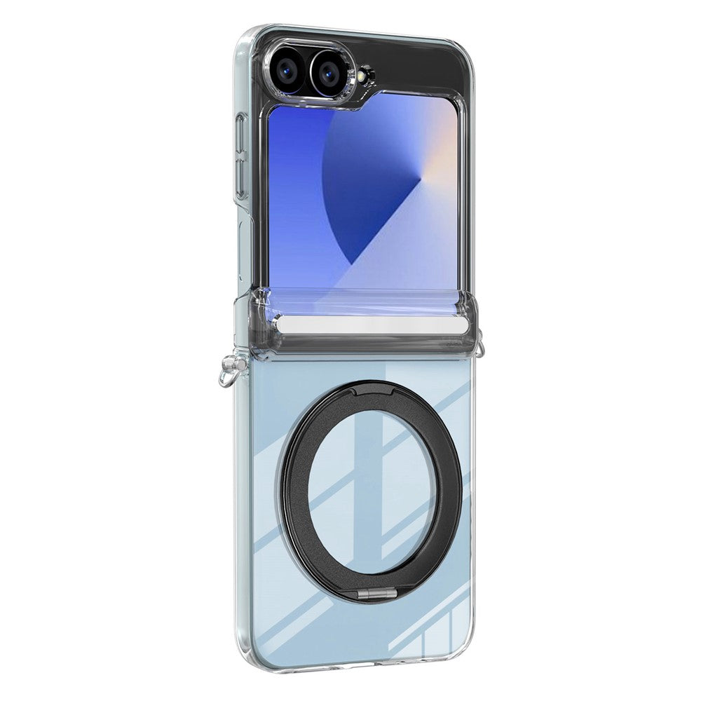 For Samsung Galaxy Z Flip6 5G Kickstand Crystal Magnetic Case TPU PC Phone Cover Magnetic Hinge Protection