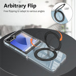For Samsung Galaxy Z Flip6 5G Kickstand Crystal Magnetic Case TPU PC Phone Cover Magnetic Hinge Protection