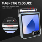 For Samsung Galaxy Z Flip6 5G Kickstand Crystal Magnetic Case TPU PC Phone Cover Magnetic Hinge Protection