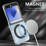 For Samsung Galaxy Z Flip6 5G Kickstand Crystal Magnetic Case TPU PC Phone Cover Magnetic Hinge Protection