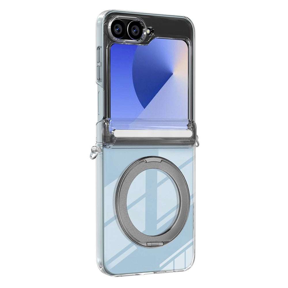 For Samsung Galaxy Z Flip6 5G Kickstand Crystal Magnetic Case TPU PC Phone Cover Magnetic Hinge Protection