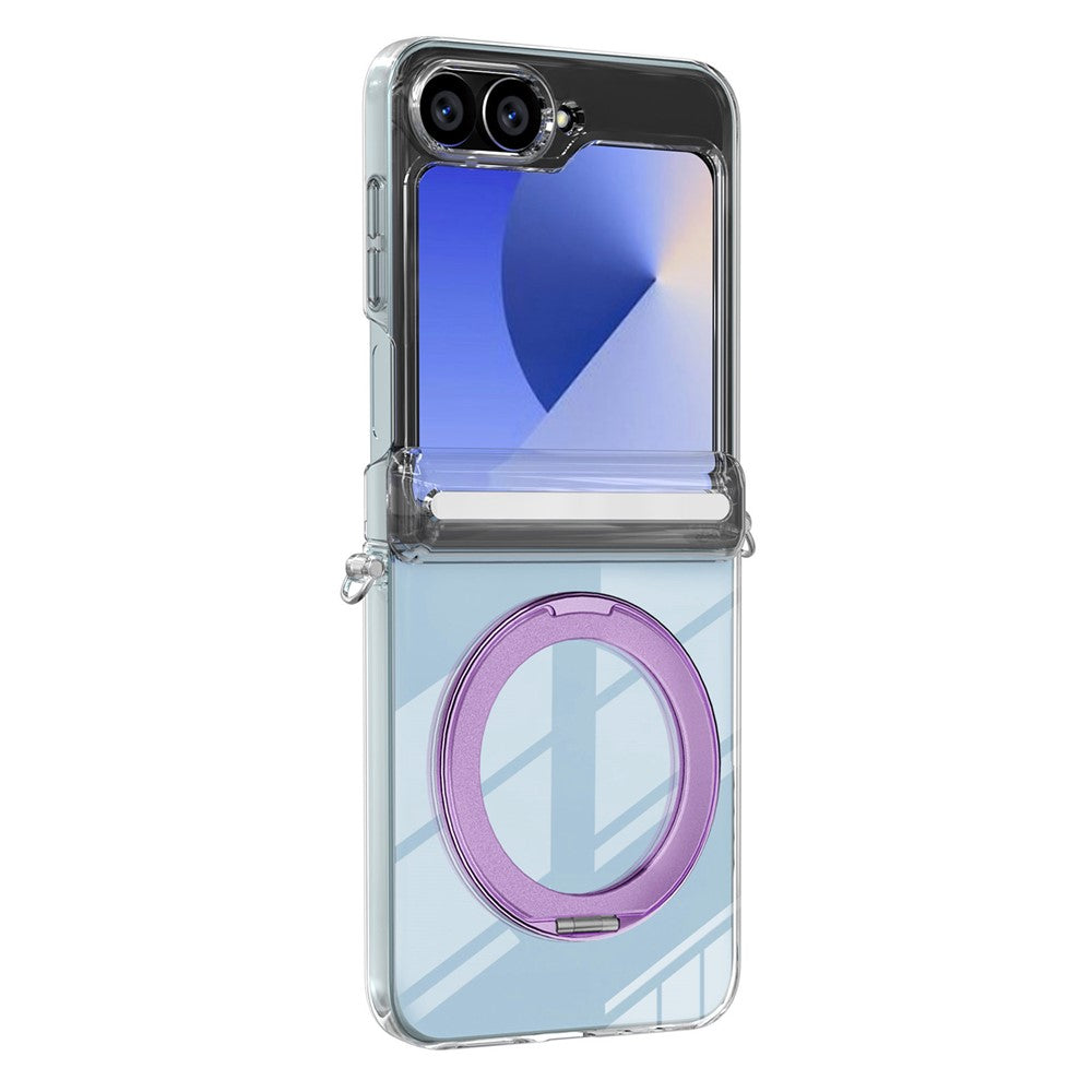 For Samsung Galaxy Z Flip6 5G Kickstand Crystal Magnetic Case TPU PC Phone Cover Magnetic Hinge Protection