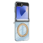 For Samsung Galaxy Z Flip6 5G Kickstand Crystal Magnetic Case TPU PC Phone Cover Magnetic Hinge Protection