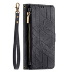 For Oppo A6 Pro 5G  /  F31 5G Case Zipper Wallet Geometry Lines Leather Phone Cover with Strap