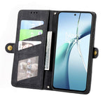 For Oppo A6 Pro 5G  /  F31 5G Case Zipper Wallet Geometry Lines Leather Phone Cover with Strap