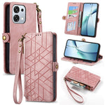 For Oppo A6 Pro 5G  /  F31 5G Case Zipper Wallet Geometry Lines Leather Phone Cover with Strap
