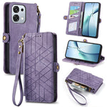 For Oppo A6 Pro 5G  /  F31 5G Case Zipper Wallet Geometry Lines Leather Phone Cover with Strap