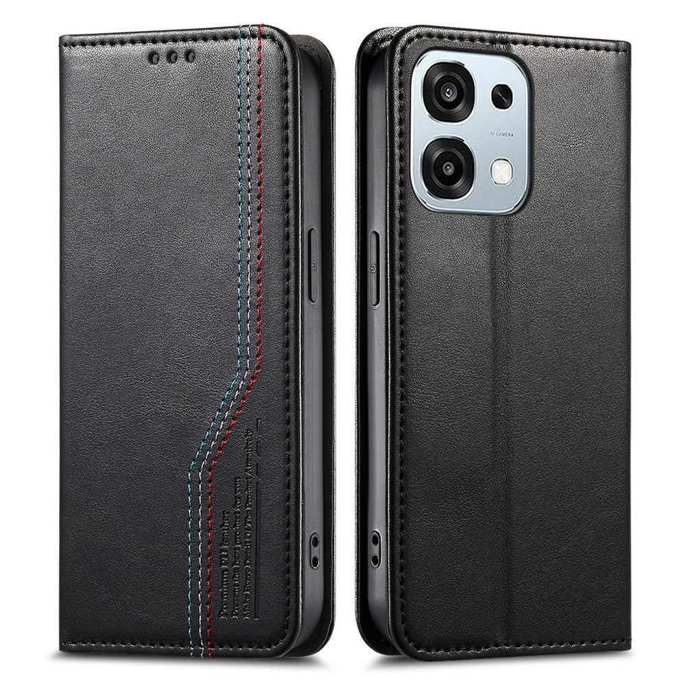 For Oppo A6 Pro 5G  /  F31 5G Case Wallet Tri-Color Stitching Leather Phone Cover with Elastic Wristband