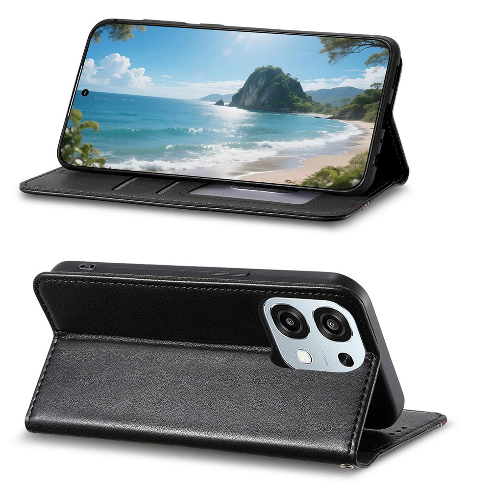 For Oppo A6 Pro 5G  /  F31 5G Case Wallet Tri-Color Stitching Leather Phone Cover with Elastic Wristband