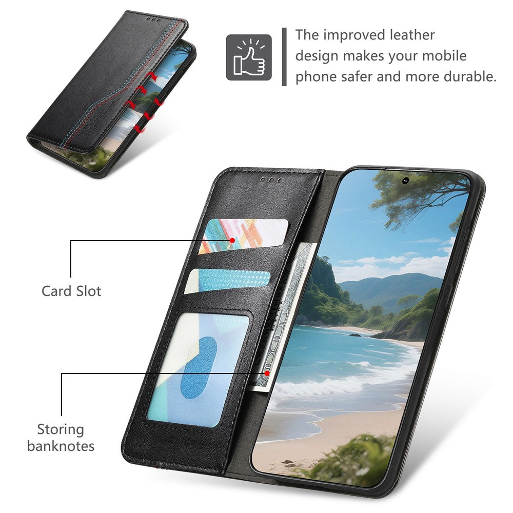For Oppo A6 Pro 5G  /  F31 5G Case Wallet Tri-Color Stitching Leather Phone Cover with Elastic Wristband