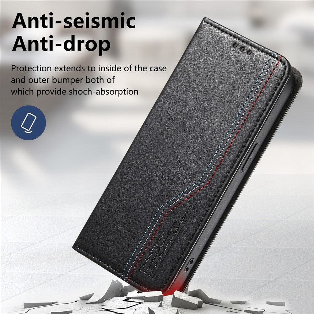 For Oppo A6 Pro 5G  /  F31 5G Case Wallet Tri-Color Stitching Leather Phone Cover with Elastic Wristband