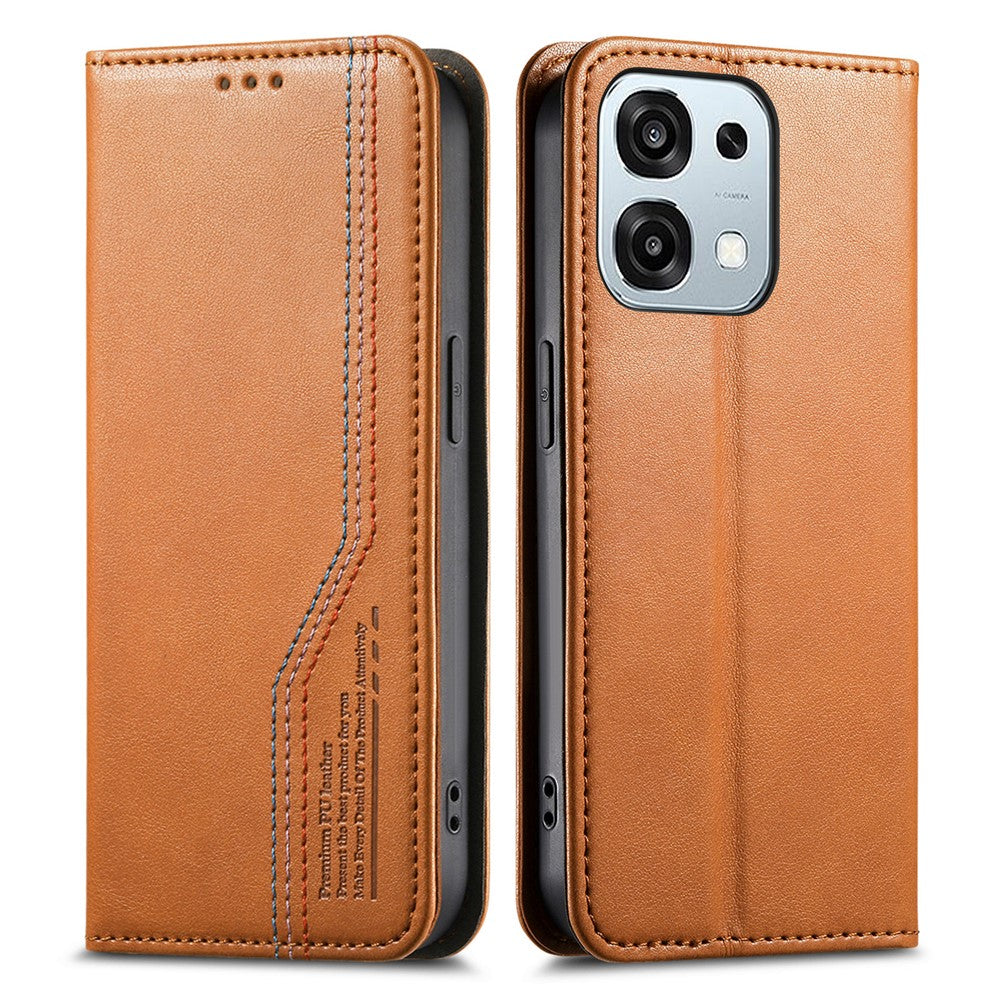 For Oppo A6 Pro 5G  /  F31 5G Case Wallet Tri-Color Stitching Leather Phone Cover with Elastic Wristband