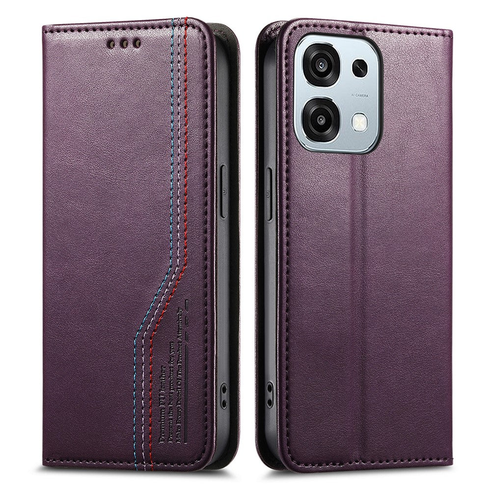 For Oppo A6 Pro 5G  /  F31 5G Case Wallet Tri-Color Stitching Leather Phone Cover with Elastic Wristband
