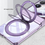 GKK For Xiaomi Mix Flip 2 Magnetic Case Ring Kickstand Electroplating Clear PC Phone Cover with Rear Screen Film