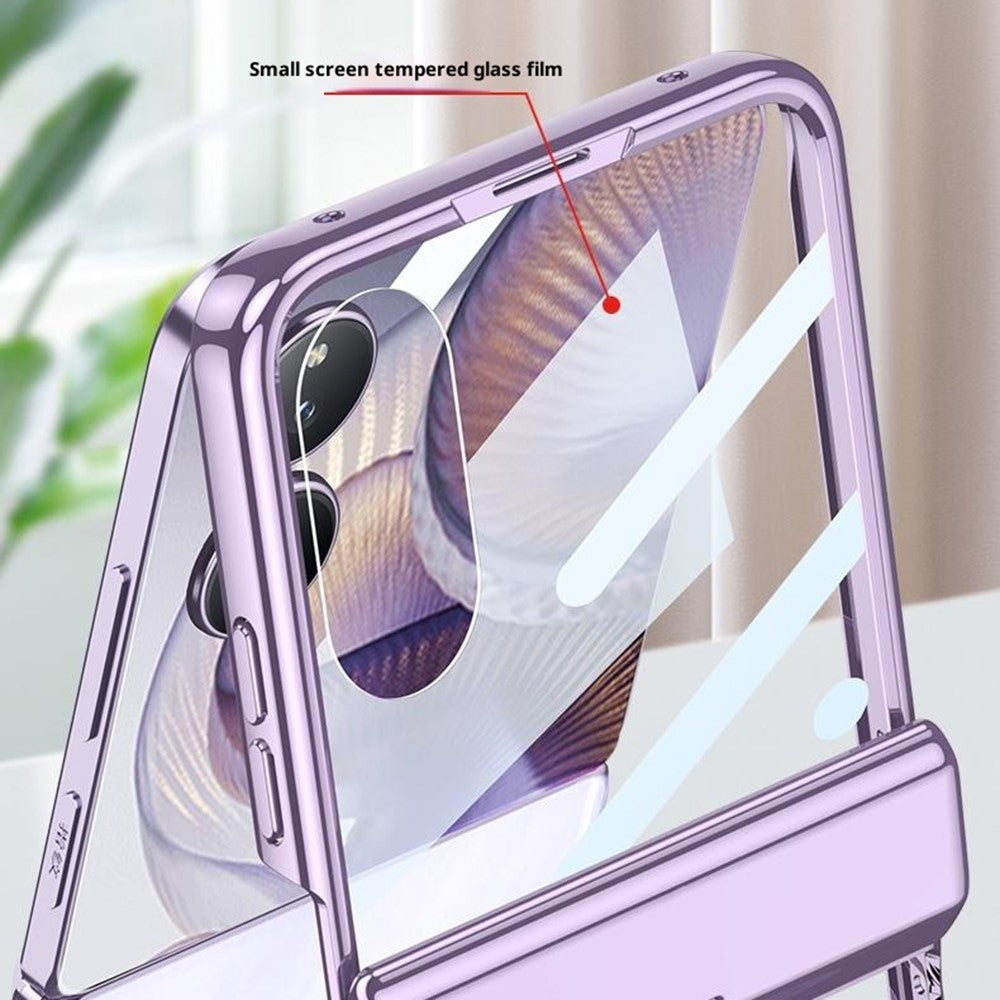 GKK For Xiaomi Mix Flip 2 Magnetic Case Ring Kickstand Electroplating Clear PC Phone Cover with Rear Screen Film