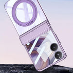 GKK For Xiaomi Mix Flip 2 Magnetic Case Ring Kickstand Electroplating Clear PC Phone Cover with Rear Screen Film