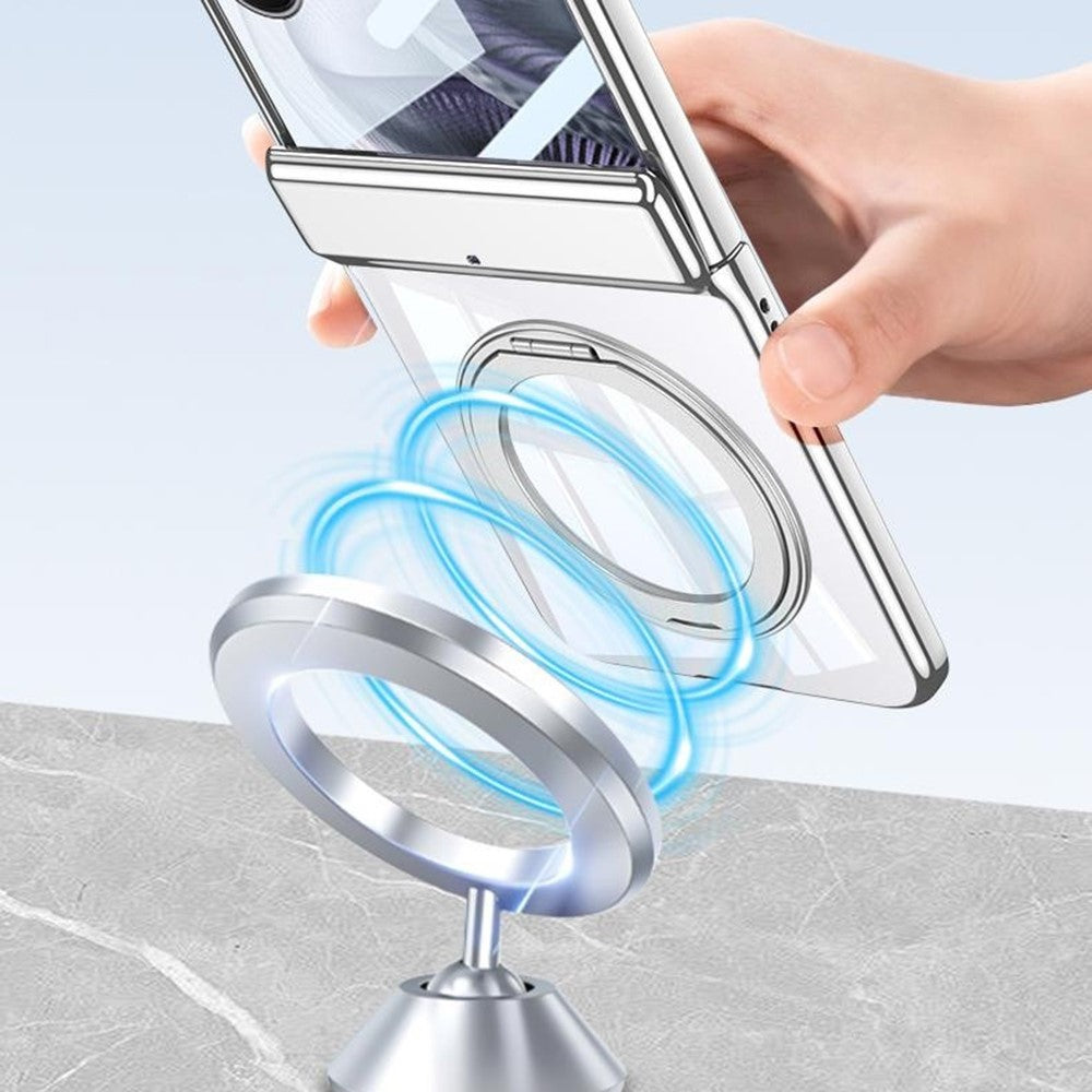 GKK For Xiaomi Mix Flip 2 Magnetic Case Ring Kickstand Electroplating Clear PC Phone Cover with Rear Screen Film