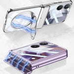 GKK For Xiaomi Mix Flip 2 Magnetic Case Ring Kickstand Electroplating Clear PC Phone Cover with Rear Screen Film