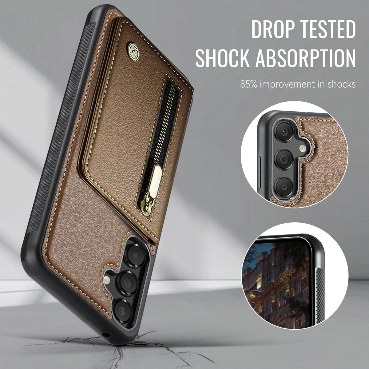 JEEHOOD til Samsung Galaxy A55 5G Cover J12 Magnetisk Aftagelig Lynlås Pung Stativ Læder Bagcover Magnetisk Cover
