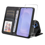 ENKAY For Samsung Galaxy S26  HAT PRINCE Wallet Case Leather Phone Stand Cover with 0.18mm Screen Protector, Ultrasonic Fingerprint Unlock