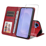 ENKAY For Samsung Galaxy S26  HAT PRINCE Wallet Case Leather Phone Stand Cover with 0.18mm Screen Protector, Ultrasonic Fingerprint Unlock