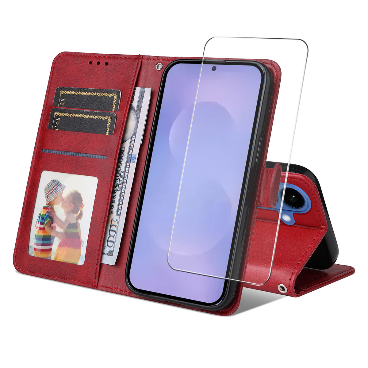 ENKAY For Samsung Galaxy S26  HAT PRINCE Wallet Case Leather Phone Stand Cover with 0.18mm Screen Protector, Ultrasonic Fingerprint Unlock