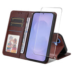 ENKAY For Samsung Galaxy S26  HAT PRINCE Wallet Case Leather Phone Stand Cover with 0.18mm Screen Protector, Ultrasonic Fingerprint Unlock