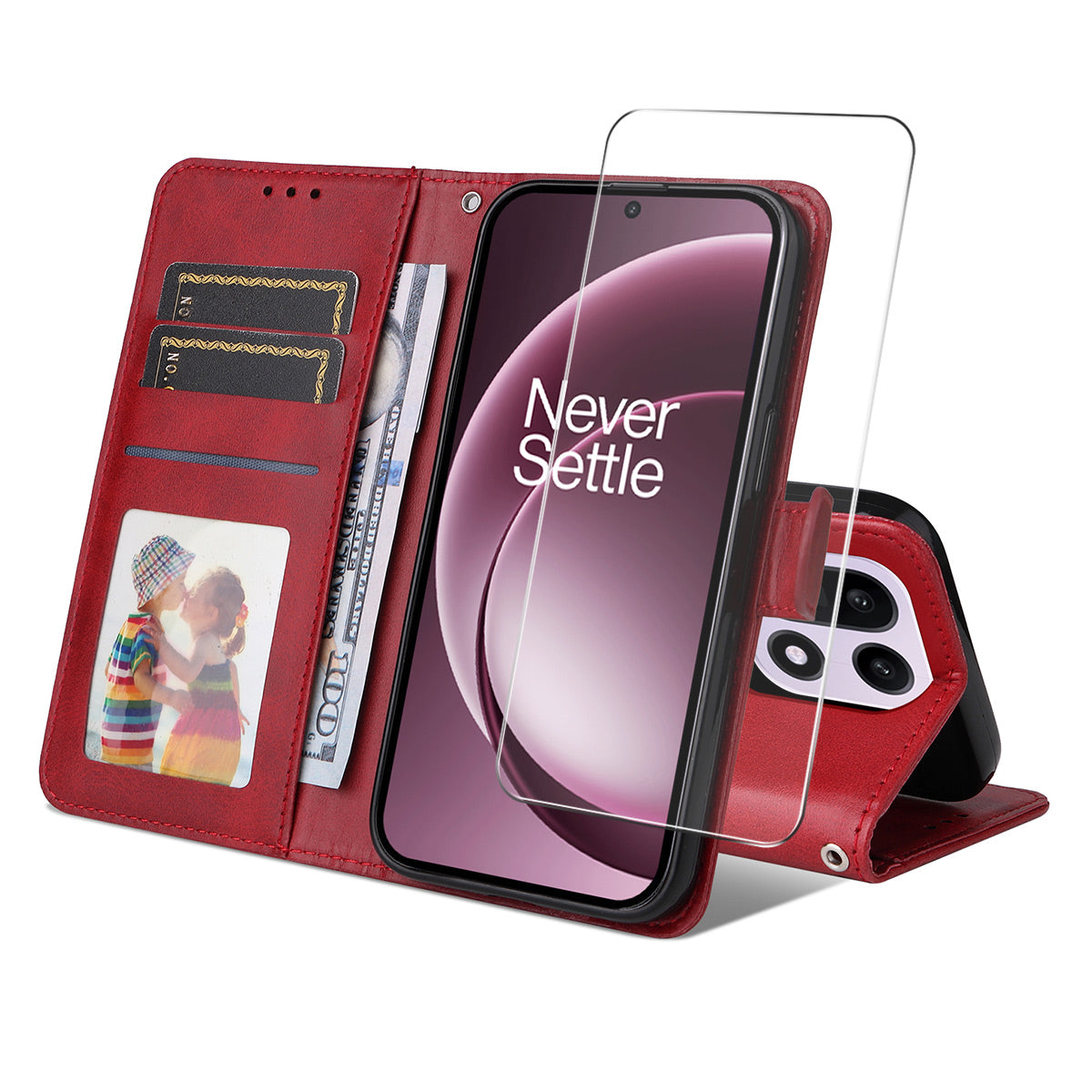 ENKAY För OnePlus 15 5G HAT PRINCE Plånboksfodral Lädermobilstativ med 0,18 mm skärmskydd, ultraljudsfingeravtryckslåsning