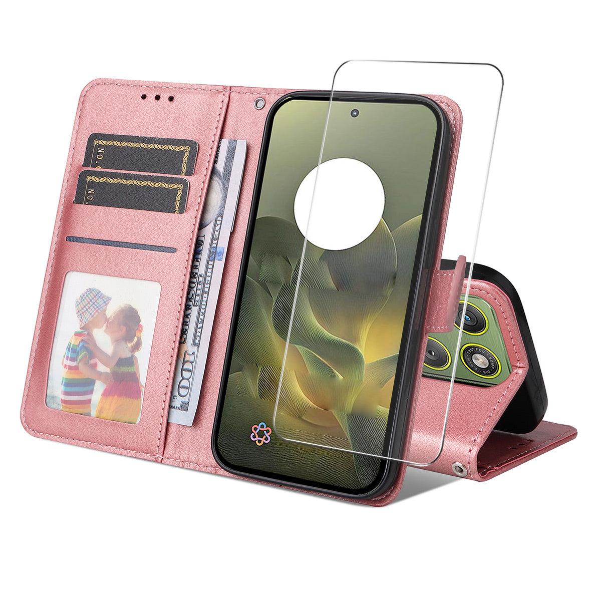 ENKAY HAT PRINCE For Motorola Edge 70 5G PU Leather Wallet Case Phone Stand Cover with 9H Tempered Glass
