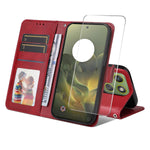 ENKAY HAT PRINCE For Motorola Edge 70 5G PU Leather Wallet Case Phone Stand Cover with 9H Tempered Glass