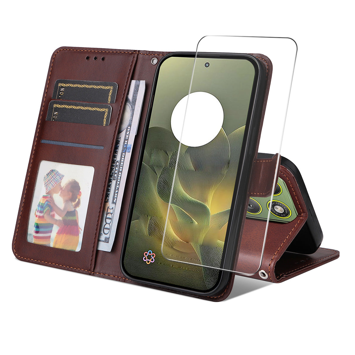 ENKAY HAT PRINCE For Motorola Edge 70 5G PU Leather Wallet Case Phone Stand Cover with 9H Tempered Glass