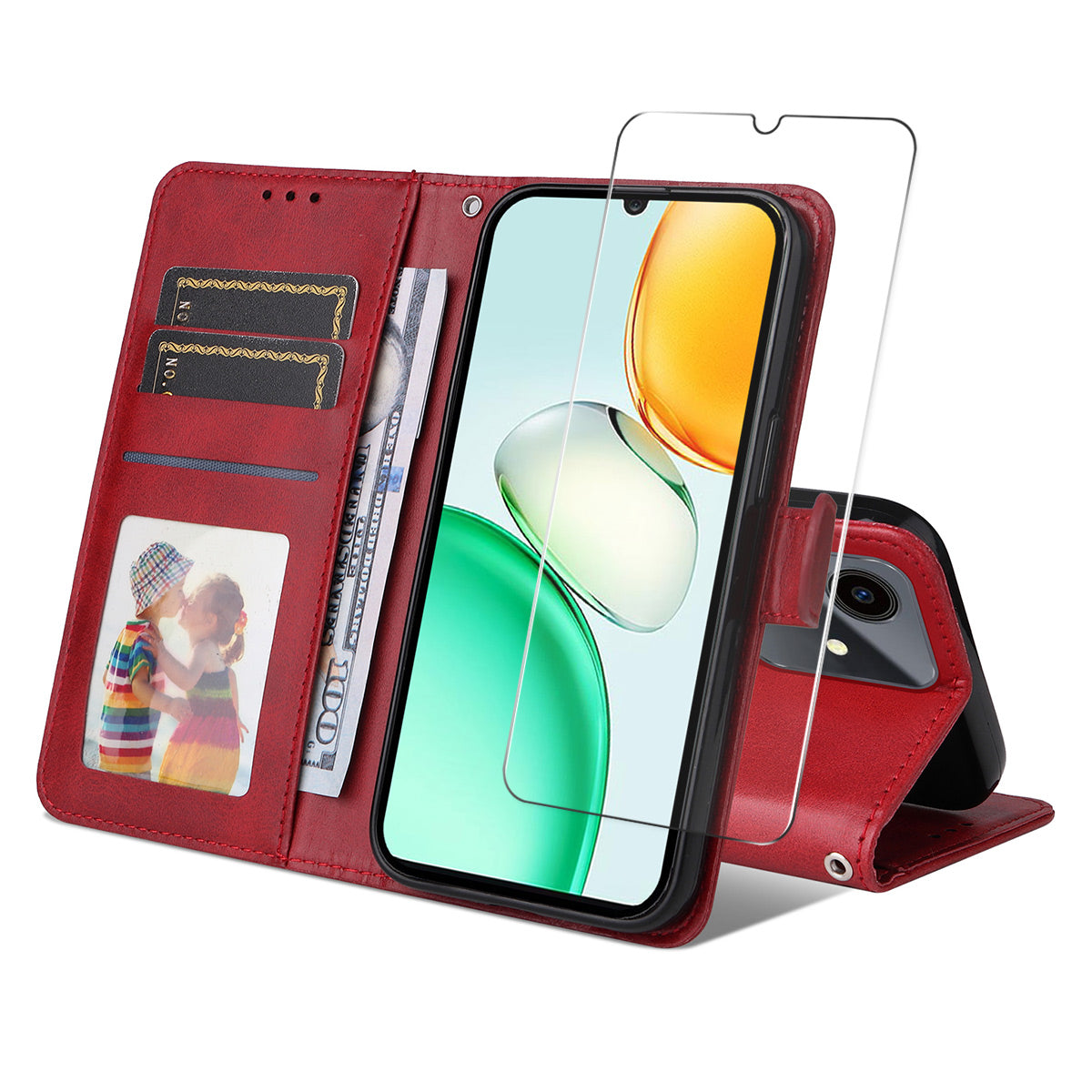 ENKAY HAT PRINCE til Honor Play10 4G PU læderpungcover telefonstandercover med 9H hærdet glas