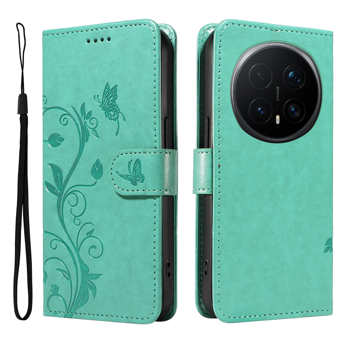 For Honor Magic8 Pro 5G PU Leather Cases Flower Pattern Wallet Stand Phone Cover with Strap