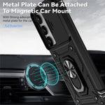 For Samsung Galaxy S23 Back Case, Slide Camera Protector Design Shockproof PC + TPU Protective Phone Cover with Metal Ring Kickstand