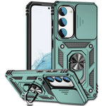 For Samsung Galaxy S23 Back Case, Slide Camera Protector Design Shockproof PC + TPU Protective Phone Cover with Metal Ring Kickstand
