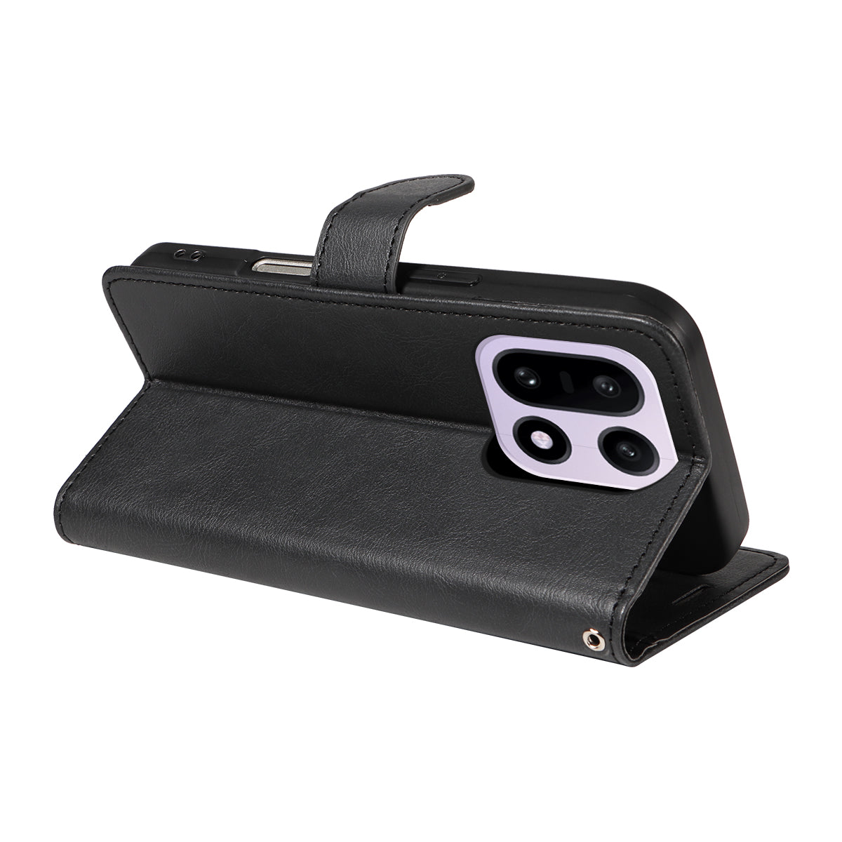 For OnePlus 15 5G Leather Wallet Case with Strap Solid Color Phone Stand Cover