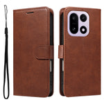 For OnePlus 15 5G Leather Wallet Case with Strap Solid Color Phone Stand Cover