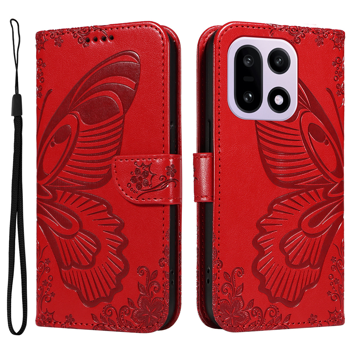 For OnePlus 15 5G Case Butterfly Pattern PU Leather Folio Flip Phone Cover