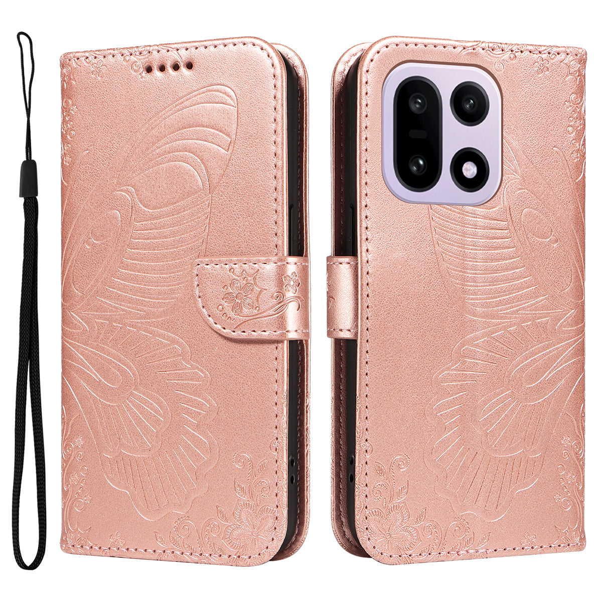 For OnePlus 15 5G Case Butterfly Pattern PU Leather Folio Flip Phone Cover