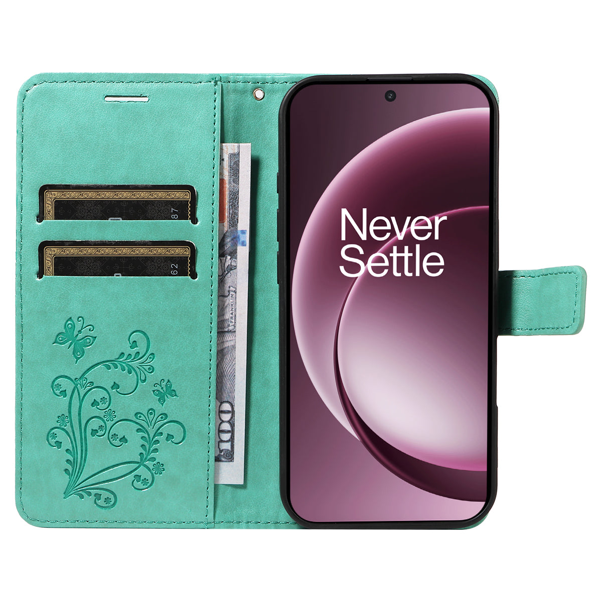 OnePlus 15 5G Plånboksfodral Blommigt Fjärilspräglat Läderfodral mobilfodral Stativ