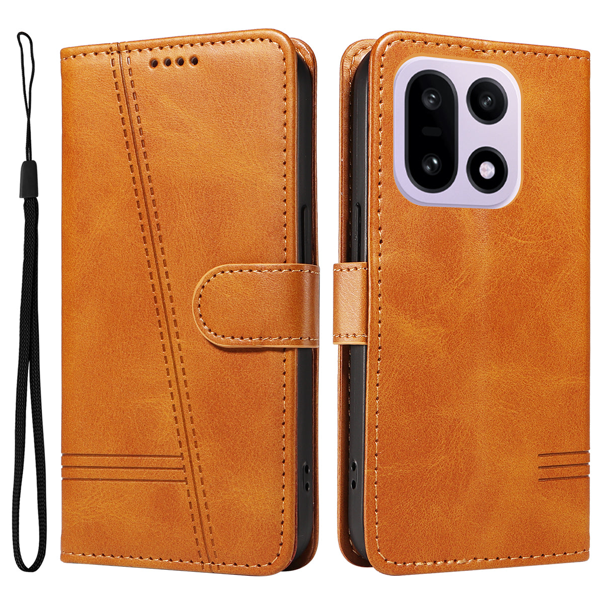 For OnePlus 15 5G Wallet Case T-Shape Lines Leather Phone Cover Stand